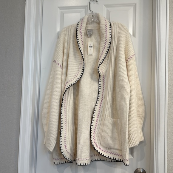 Anthropologie Collared Whipstitch Open Cardigan Sweater, 2X, NWT - Picture 6 of 12
